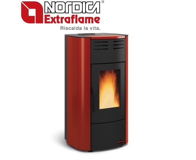 la nordica termostufa a pellet la nordica extraflame modello raffaella idro 2 0 188 kw colore bordeaux ean 8055776918372