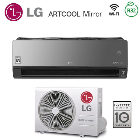lg climatizzatore condizionatore lg inverter artcool mirror 9000 btu ac09bk ac09bq r 32 wi fi integrato classe aa