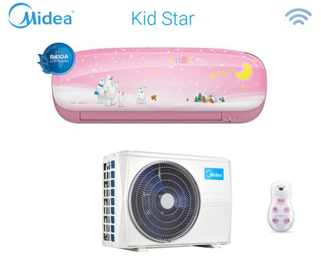 midea climatizzatore condizionatore midea inverter serie kid star 9000 btu kidp 27 r 410 wi fi optional colore rosa