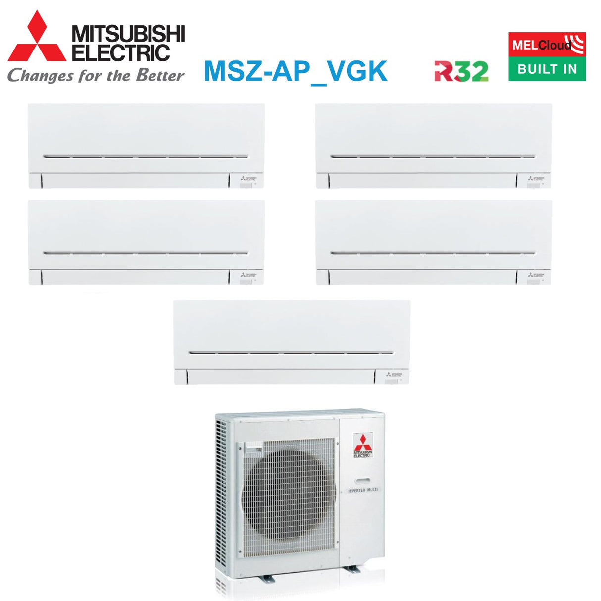 mitsubishi electric climatizzatore condizionatore mitsubishi electric penta split inverter serie ap vgk 777712 con mxz 5f102vf r 32 wi fi integrato 700070007000700012000