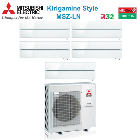 mitsubishi electric climatizzatore condizionatore mitsubishi electric penta split inverter serie kirigamine style msz ln 99121212 con mxz 5f102vf pearl white r 32 wi fi integrato colore bianco perla 90009000120001200012000
