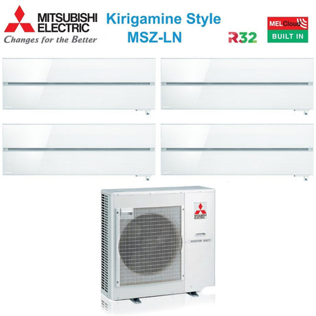 mitsubishi electric climatizzatore condizionatore mitsubishi electric quadri split inverter serie kirigamine style msz ln 991212 con mxz 4f80vf pearl white r 32 wi fi integrato colore bianco perla 900090001200012000