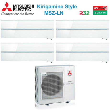 mitsubishi electric climatizzatore condizionatore mitsubishi electric quadri split inverter serie kirigamine style msz ln 99912 con mxz 4f72vf pearl white r 32 wi fi integrato colore bianco perla 90009000900012000