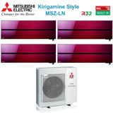 mitsubishi electric climatizzatore condizionatore mitsubishi electric quadri split inverter serie kirigamine style msz ln 9999 con mxz 4f72vf ruby red r 32 wi fi integrato colore rosso 9000900090009000