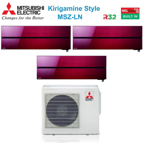 mitsubishi electric climatizzatore condizionatore mitsubishi electric trial split inverter serie kirigamine style msz ln 999 con mxz 3f68vf ruby red r 32 wi fi integrato colore rosso 900090009000
