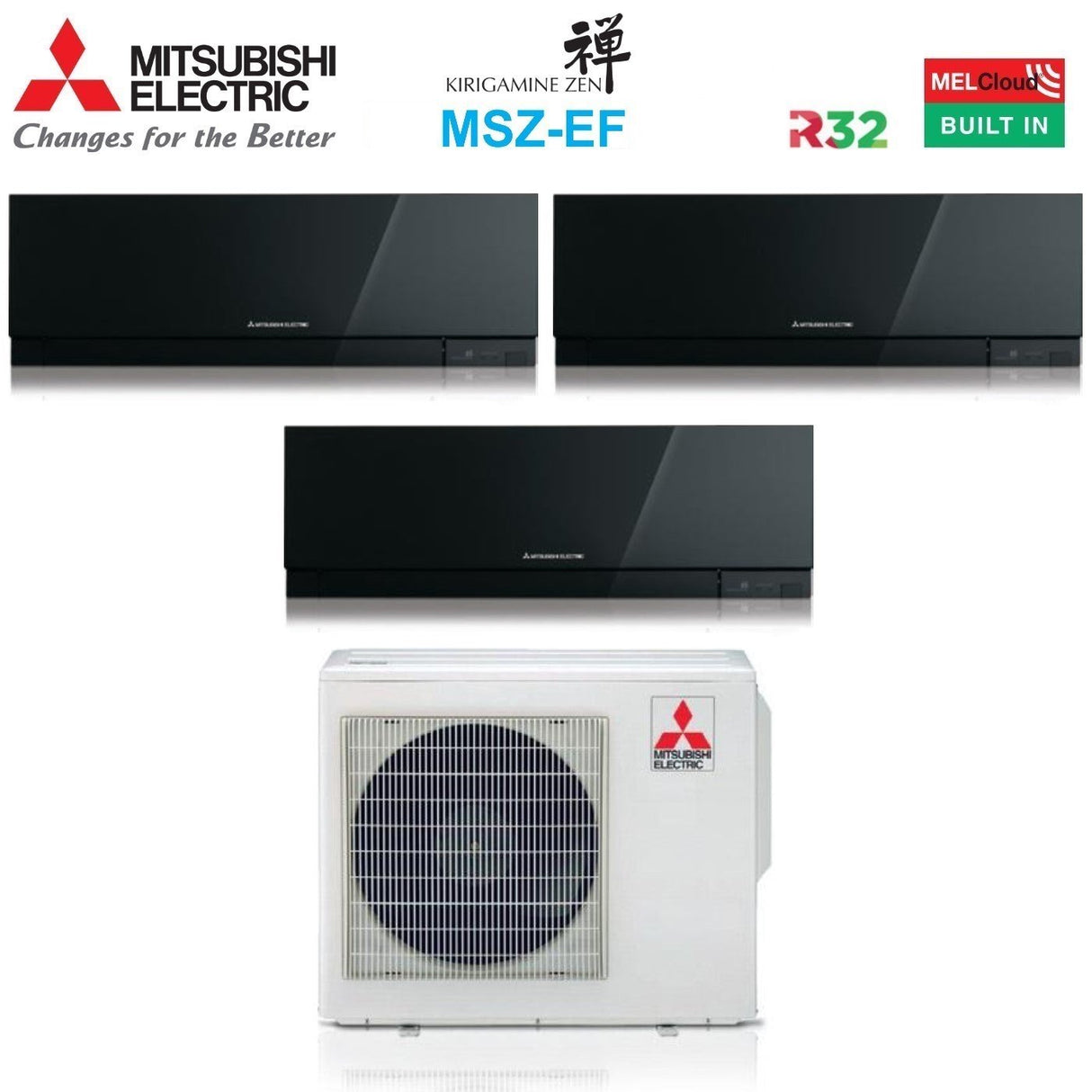 mitsubishi electric climatizzatore condizionatore mitsubishi electric trial split inverter serie kirigamine zen black msz ef 9918 con mxz 3f68vf r 32 wi fi integrato colore nero 9000900018000