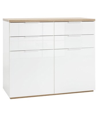 no brand mobile 4 cassetti 2 ante cm 120x50x102h bianco laccatorovere