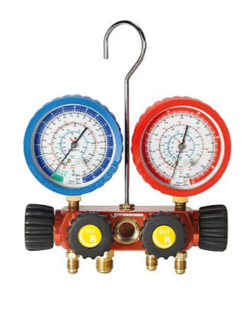 rothenberger rothenberger kit gruppo manometrico analogico 4 vie ii plus r410a con flessibili con rubinetto 170608