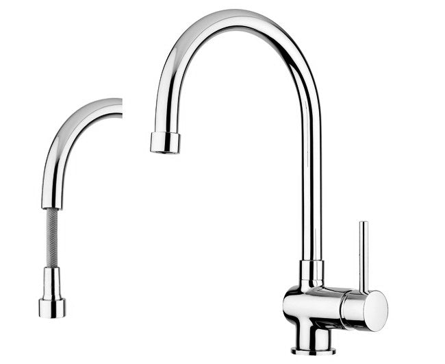 rubinetteria paffoni miscelatore paffoni serie stick monocomando per lavello monoforo colore cromato codice sk185 con doccia estraibile monogetto in metallo ean 8020913061273