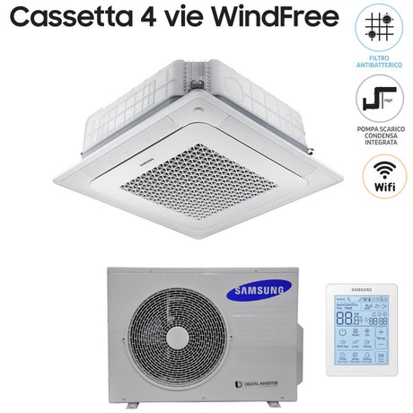 samsung climatizzatore condizionatore samsung inverter cassetta a 4 vie windfree 24000 btu ac071nn4dkh monofase wi fi optional con telecomando wireless e pannello incluso