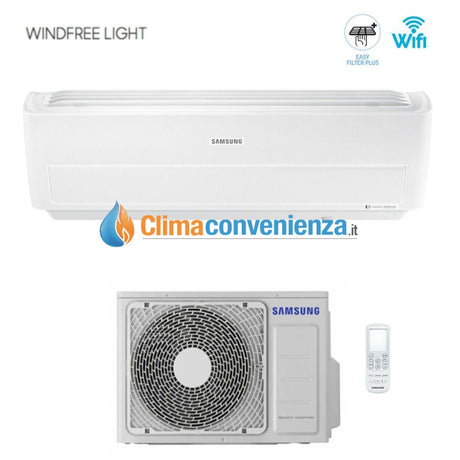 samsung climatizzatore condizionatore samsung inverter serie windfree light 24000 btu ar24nswxcwkneu r 410 wi fi integrato classe a ean 8059657010001