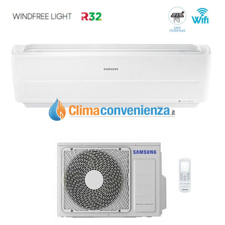 samsung climatizzatore condizionatore samsung inverter serie windfree light 9000 btu ar09nxwxcw r 32 wi fi integrato classe a ean 8059657005748