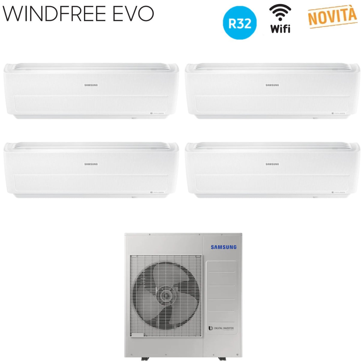 samsung climatizzatore condizionatore samsung quadri split inverter serie windfree evo 7999 con aj080rcj r 32 wi fi integrato 7000900090009000 novita 2019