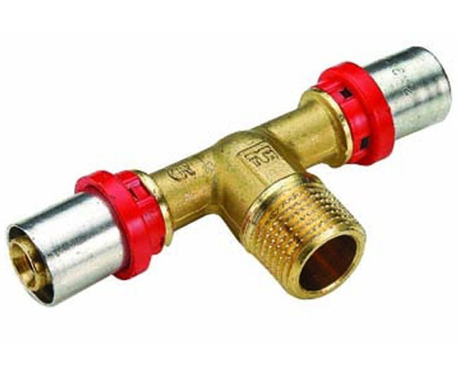 tiemme raccorderia raccordo a t tiemme per multistrato a pressare aggancio maschio sistema th diametri 26 mm x 34 x 26 mm ean 8027830211323