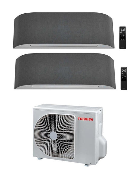 toshiba climatizzatore condizionatore toshiba dual split inverter serie haori 1000013000 900012000 con ras 2m14u2avg e wi fi integrato grigio chiarogrigio scuro 1013 912 novita grigio scuro ean 8055776917504