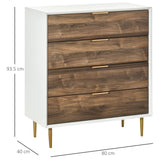 easycomfort easycomfort cassettiera 4 cassetti con maniglie e piedini dorati in legno bianco e noce