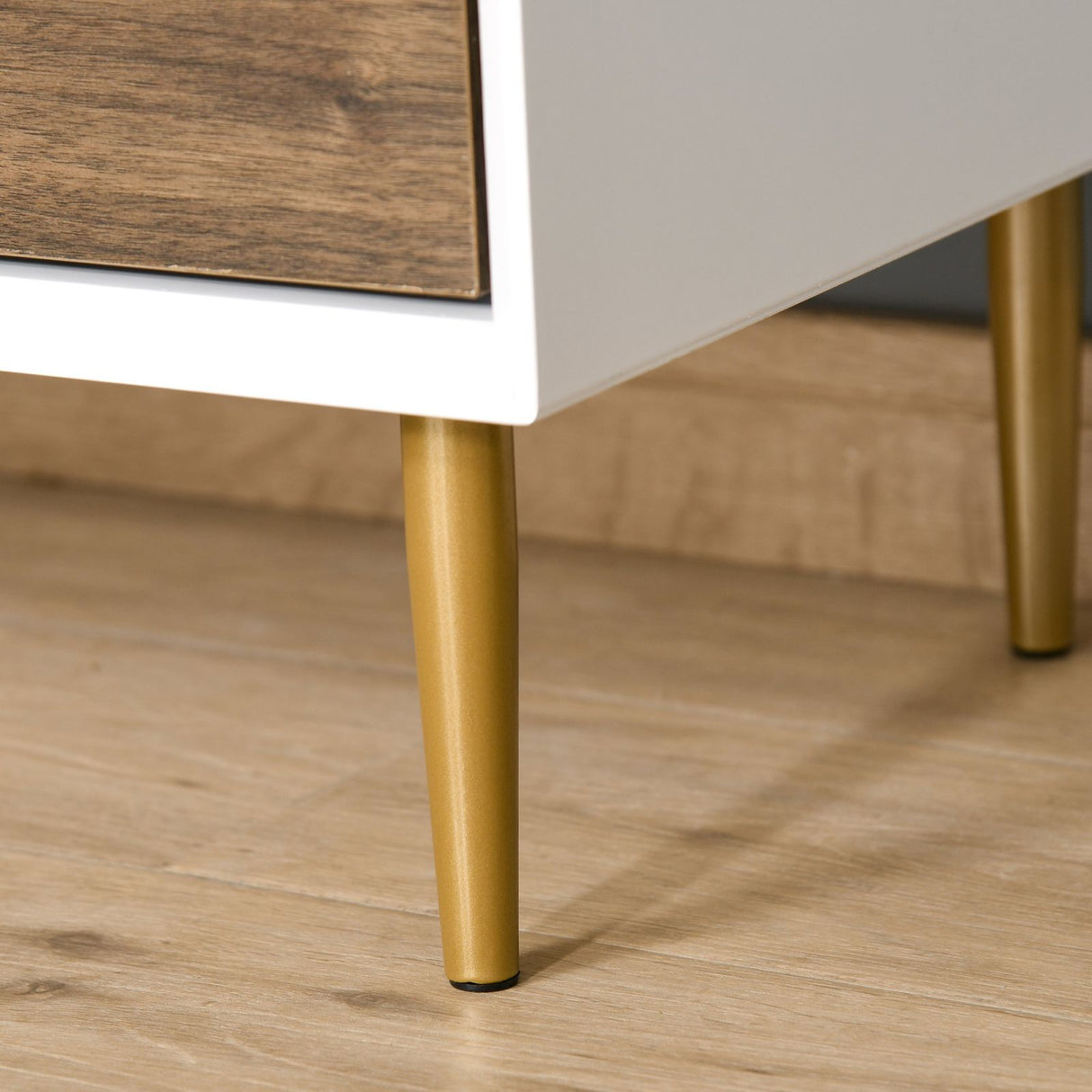 easycomfort easycomfort cassettiera 4 cassetti con maniglie e piedini dorati in legno bianco e noce