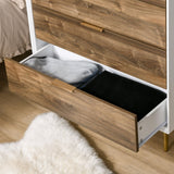 easycomfort easycomfort cassettiera 4 cassetti con maniglie e piedini dorati in legno bianco e noce