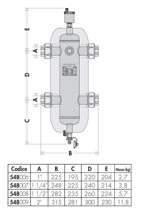 caleffi separatore idraulico caleffi con attacchi filettati bocchettone 1 con coibentazione 548006