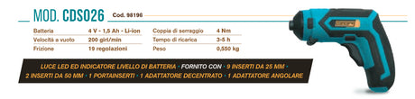 concord avvitatore a batteria concord 4 v li ion cds026
