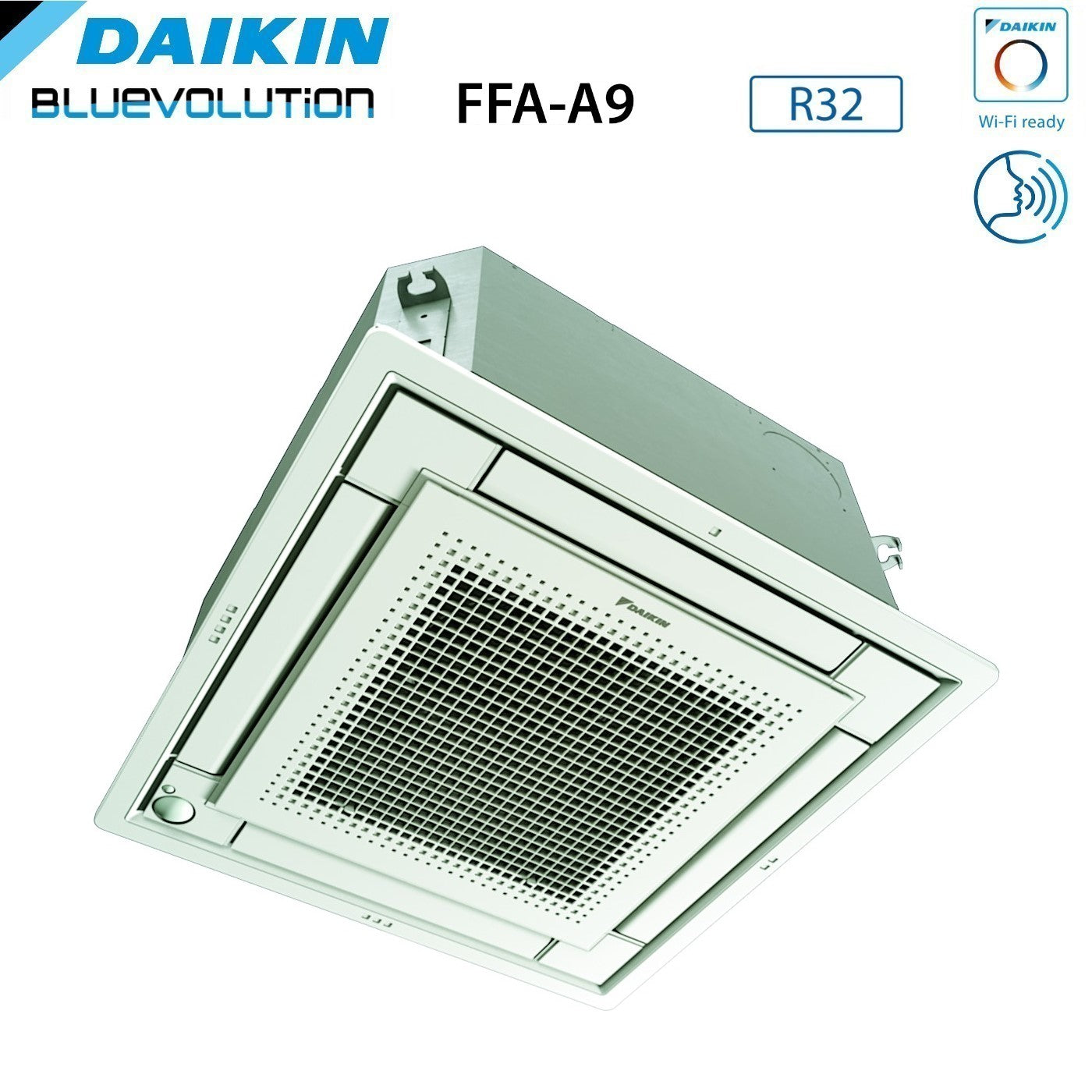 Daikin Bluevolution Inverter Dual Split Cassette Air Conditioner Ffa-A 9+9  With 2mxm40n R-32 Wi-Fi Optional With White Grid Included 9000+9000 -  Italian Warranty