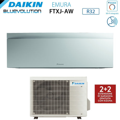 daikin climatizzatore condizionatore daikin bluevolution inverter serie emura white iii 9000 btu ftxj25aw r 32 wi fi integrato classe a garanzia italiana