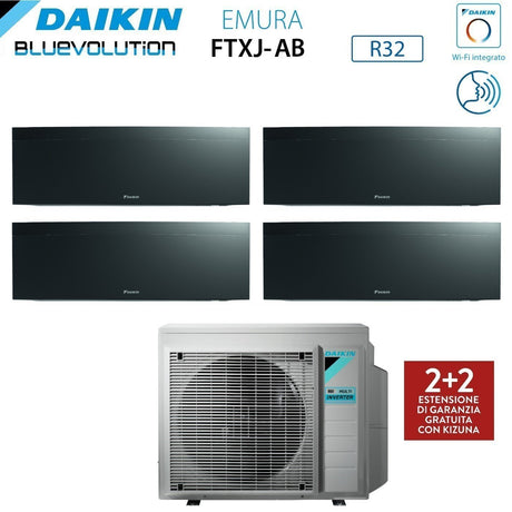 daikin climatizzatore condizionatore daikin bluevolution quadri split inverter serie emura black iii 79912 con 4mxm80n r 32 wi fi integrato 70009000900012000 colore nero garanzia italiana