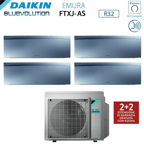 daikin climatizzatore condizionatore daikin bluevolution quadri split inverter serie emura silver iii 771218 con 4mxm80n r 32 wi fi integrato 700070001200018000 colore argento garanzia italiana