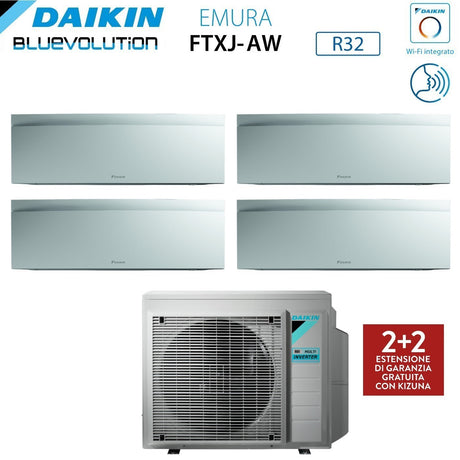 daikin climatizzatore condizionatore daikin bluevolution quadri split inverter serie emura white iii 7779 con 4mxm80n r 32 wi fi integrato 7000700070009000 colore bianco garanzia italiana