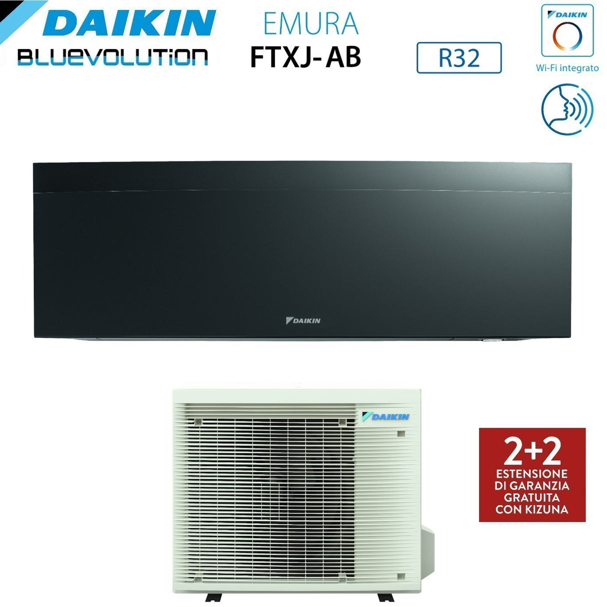 daikin unita interna a parete daikin bluevolution serie emura black iii 15000 btu ftxj42ab r 32 wi fi integrato colore nero 1