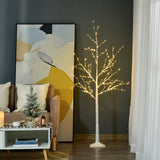 easycomfort easycomfort albero di natale bianco con luci led base quadrata e cavo di alimentazione in acciaio e pp 20x20x150