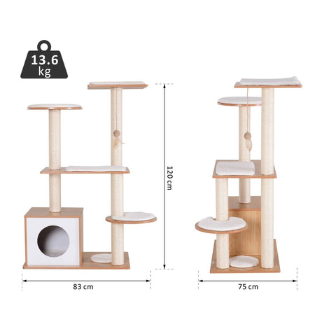 easycomfort easycomfort albero per gatti con cuccia e pali in corda sisal e legno giallo e bianco 83 x 75 x 120cm ean 8054144135922
