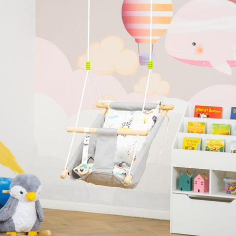 easycomfort easycomfort altalena per bambini 6 36 mesi in legno e cotone 70x45x160cm grigio