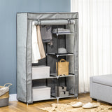 easycomfort easycomfort armadio guardaroba portatile tessuto non tessuto con 6 ripiani aperti e un appendino 103x43x162 5 cm grigio