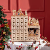 easycomfort easycomfort calendario avvento di natale rettangolare con motivi a tema e 12 luci a led 22x9x30 cm in compensato arancione