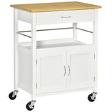 easycomfort easycomfort carrello cucina con cassetto armadietto e scaffale carrellino portavivande con piano in bambu e 4 ruote bianco