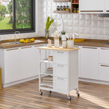 easycomfort easycomfort carrello da cucina con 3 cassetti 2 ripiani aperti e vassoio rimovibile in mdf e legno di pino 67x37x87 cm