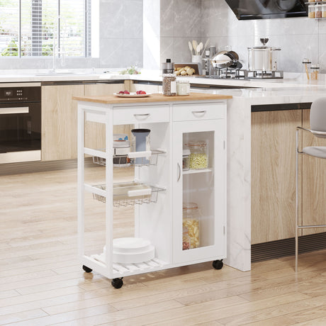 easycomfort easycomfort carrello da cucina con ruote cassetti e 2 cesti mobile da cucina salvaspazio in legno di pino bianco 70 x 37 x 85cm ean 8054144137285