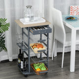 easycomfort easycomfort carrello da cucina in grigio scuro con 1 cassetto e 4 cestelli metallici