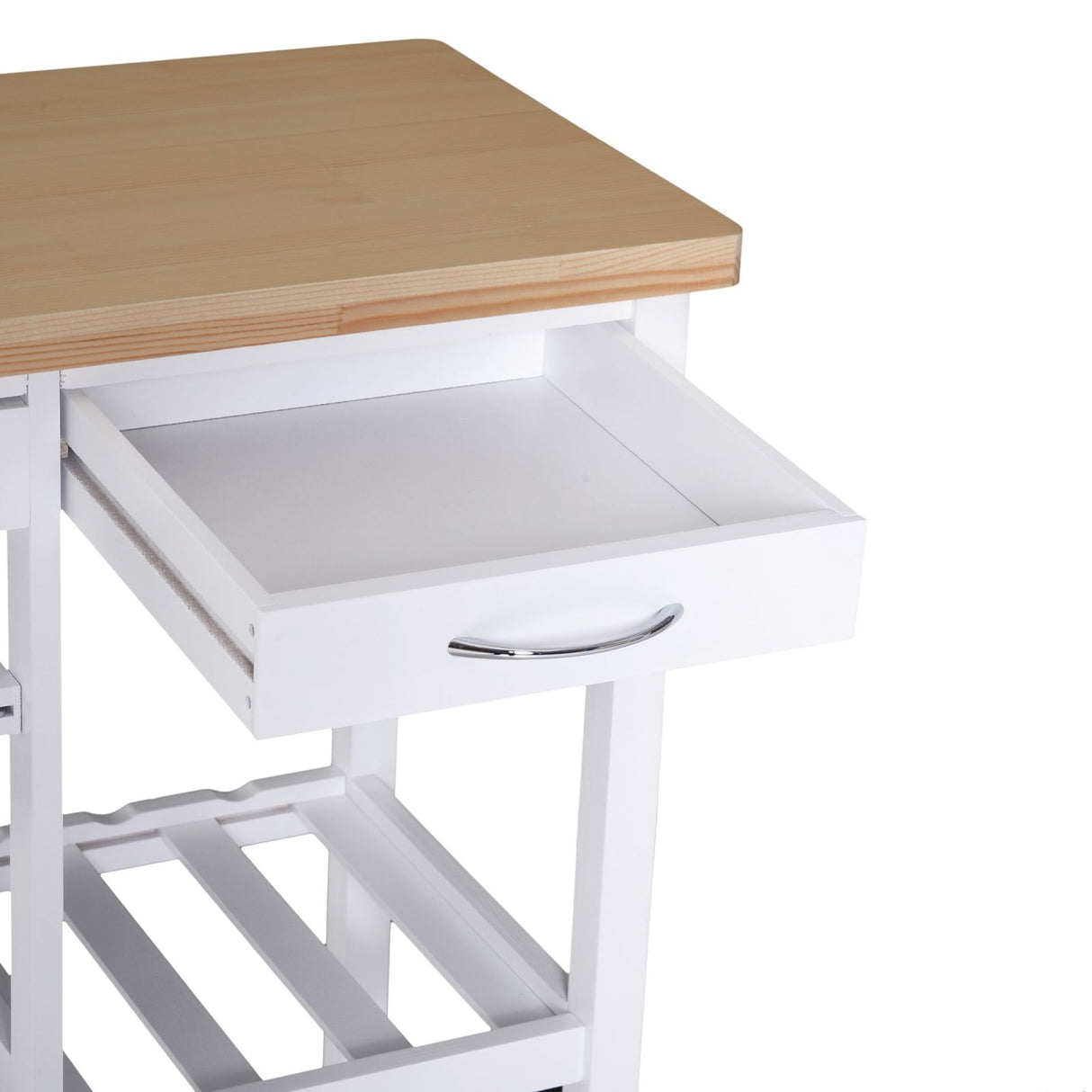easycomfort easycomfort carrello da cucina in legno con 2 ripiani e cassetti bianco 845x372x85cm ean 8054144139500