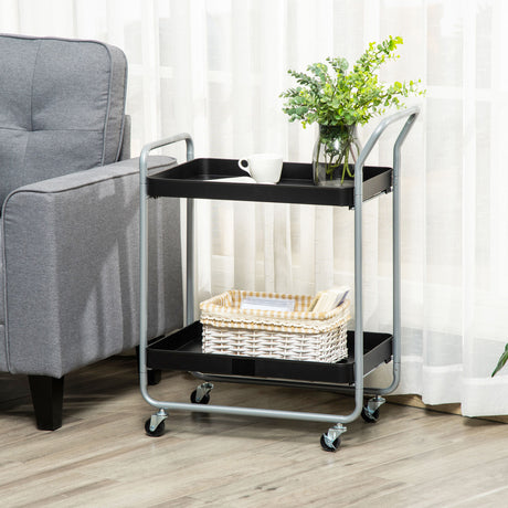 easycomfort easycomfort carrello portavivande a 2 livelli con maniglie e ruote girevoli in metallo 63x40 4x83 5 cm