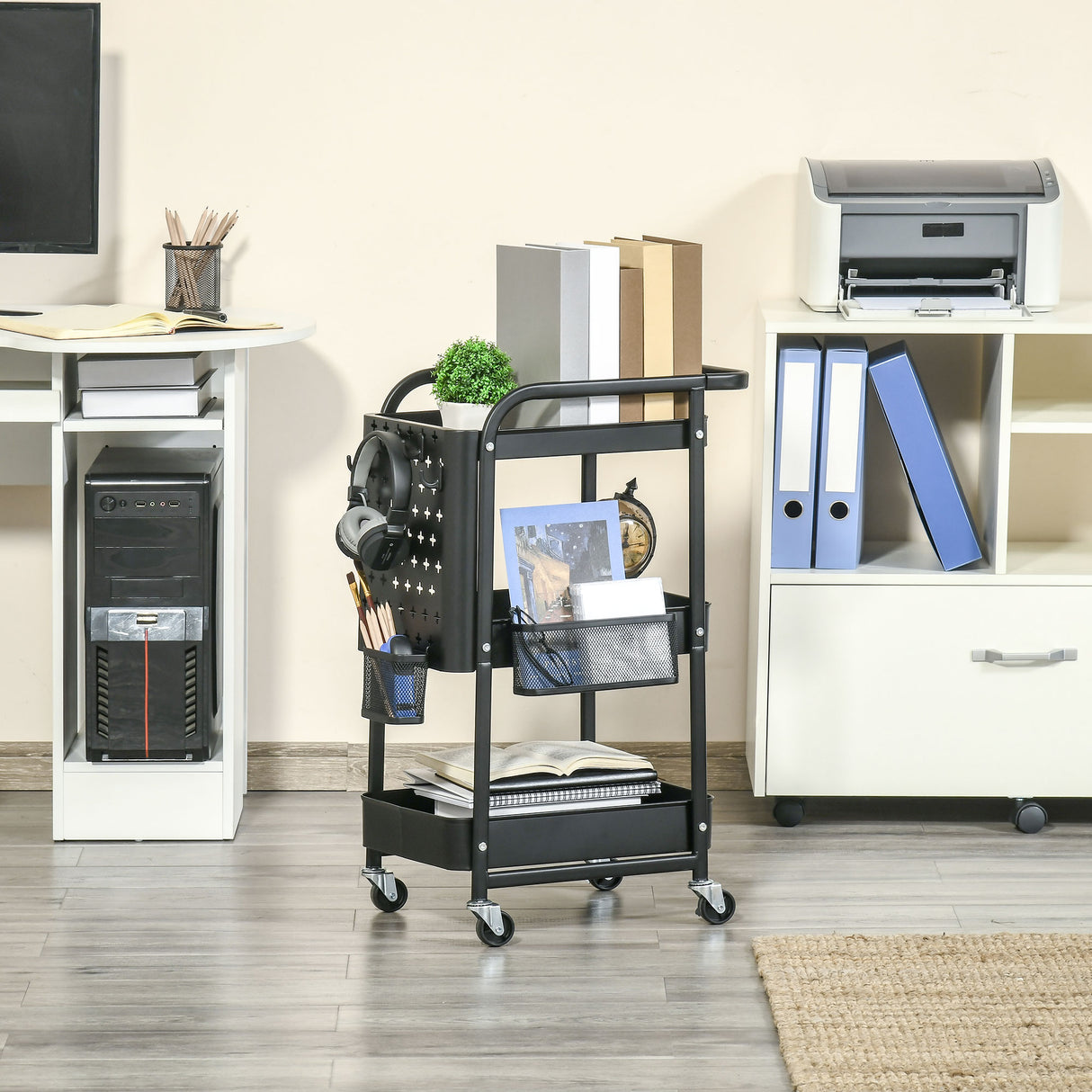 easycomfort easycomfort carrello portavivande a 3 livelli con spazio multiuso e ruote in acciaio e plastica pp 51 5x32x75 6 cm