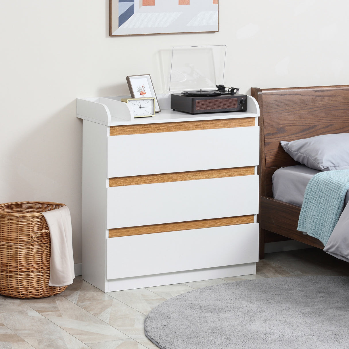 easycomfort easycomfort cassettiera 3 cassetti in legno mdf e truciolato per camera da letto e soggiorno 80x40x86 cm bianco