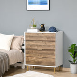 easycomfort easycomfort cassettiera 4 cassetti con maniglie e piedini dorati in legno bianco e noce