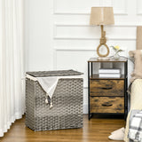 easycomfort easycomfort cesto portabiancheria a 2 sezioni e capacita 100l con sacca interna removibile 56 5x33x61 cm grigio