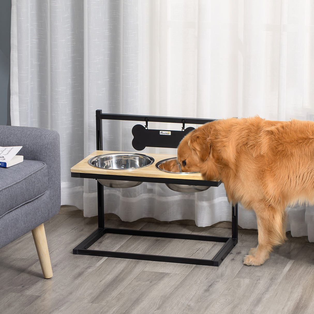 easycomfort easycomfort ciotole per cani rialzate con altezza regolabile in legno colore naturale