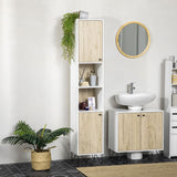 easycomfort easycomfort colonna bagno con 2 ripiani aperti e 2 armadietti in truciolato 30x31 5x169 cm bianco e color legno