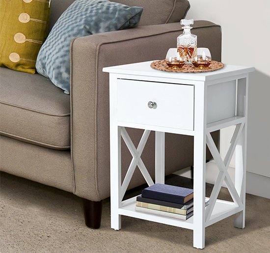 easycomfort easycomfort comodino per camera da letto tavolino dappoggio con cassetto in legno bianco 40 x 30 x 55cm ean 8054111846011