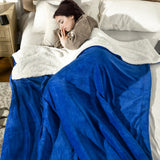 easycomfort easycomfort coperta double face in flanella 220 gsm e sherpa 260 gsm per interno ed esterno 203x152x0 5 cm blu scuro