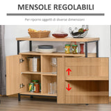 easycomfort easycomfort credenza con ante e vani aperti mobile consolle in mdf e metallo 100x35x80cm rovere